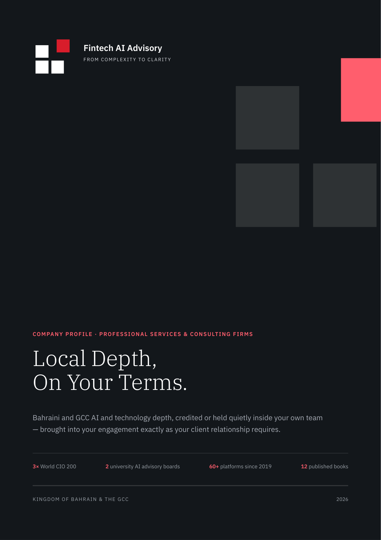 Company profile cover — Professional services and consulting firms edition
